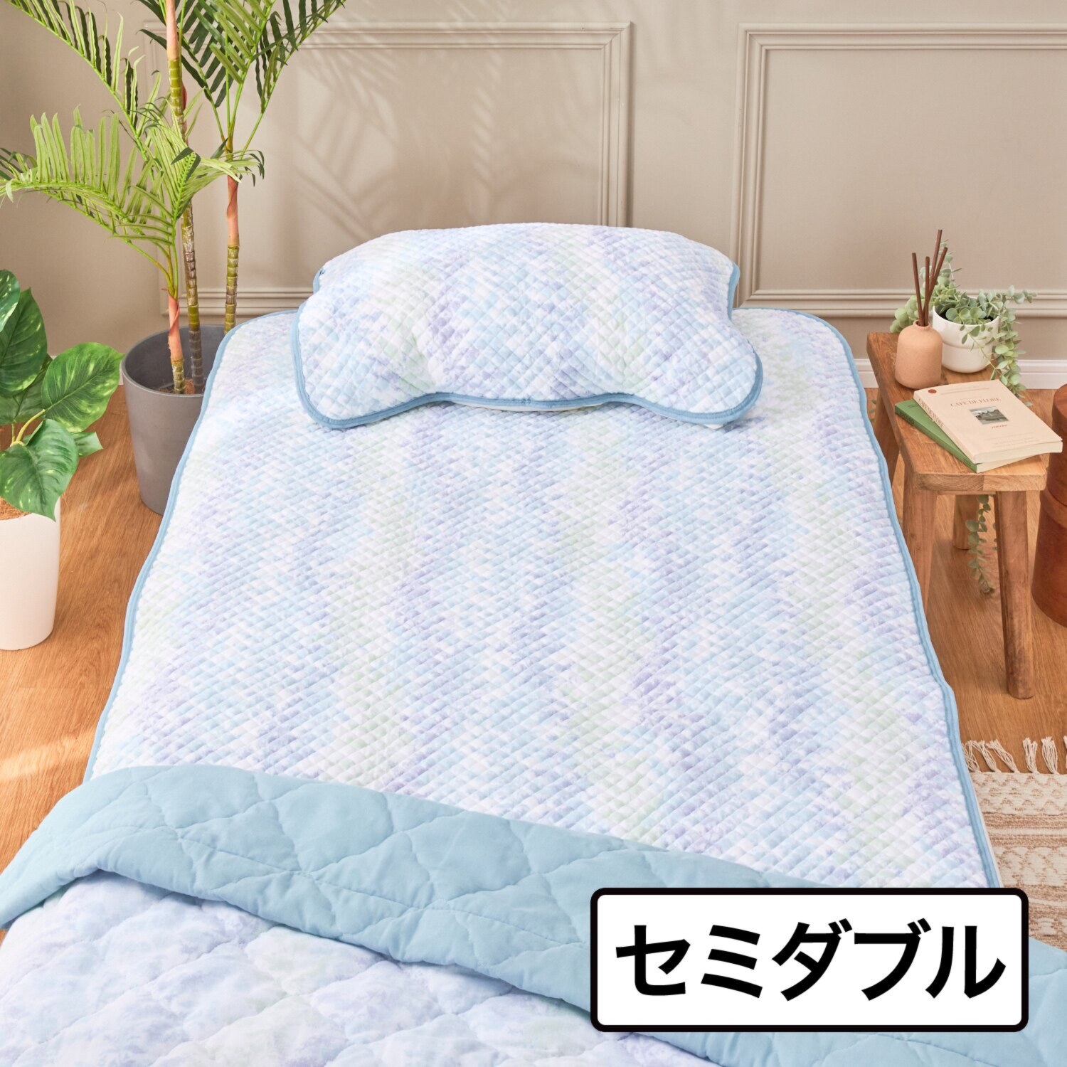 ｎｉｓｈｉｋａｗａ　西川 オンザガーゼ コットン ポコポコ敷きパッド 抗菌シート入り ＜セミダブル＞