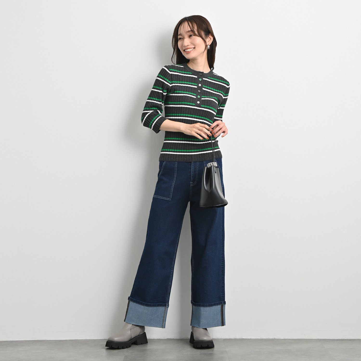ゼラールスポーツ のびのびデニム ロールアップデザイン ストレートパンツ