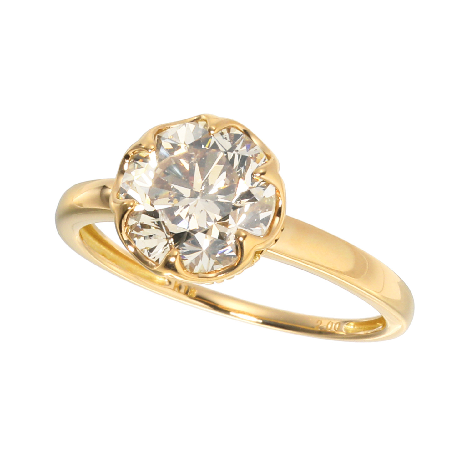 レステクール １８Ｋ ２カラットＵＰ シャンパンカラー ダイヤモンド リング ＜鑑別書付＞