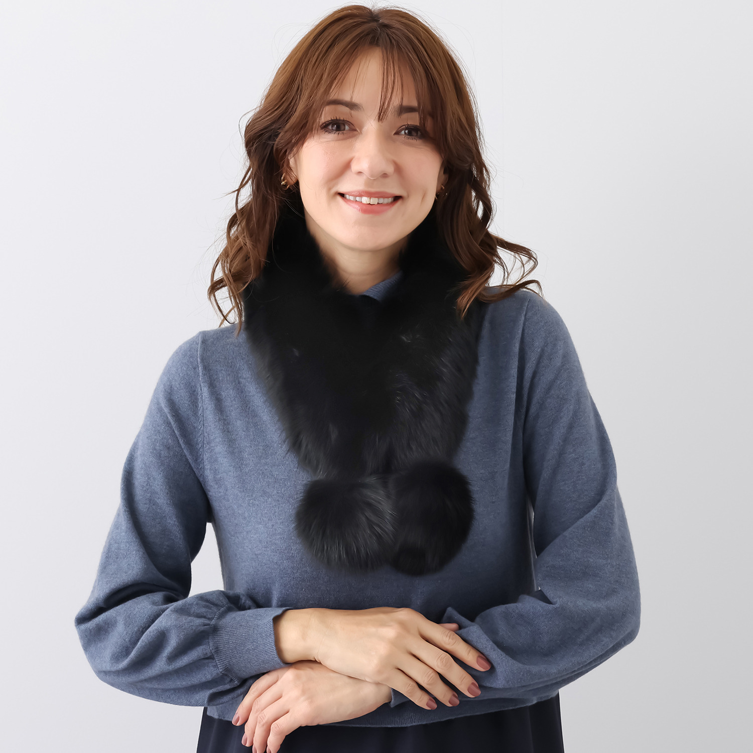 日本製 SAGA ブルーフォックス ポンポン付カラー- ショップチャンネル