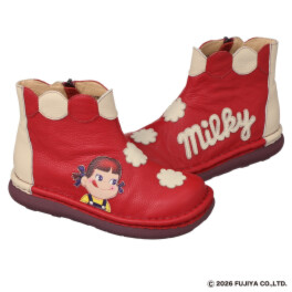 エスタシオン ペコちゃんコラボ 牛革 ショートブーツ