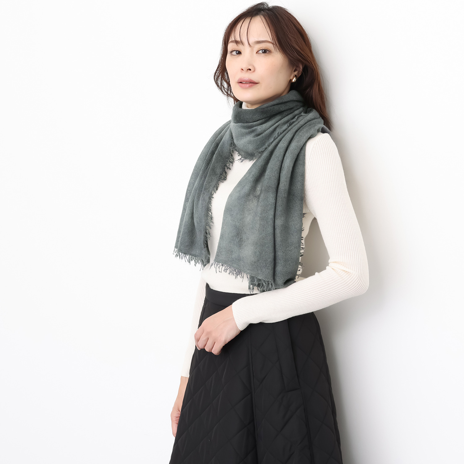 ティエドゥール 内モンゴル産 カシミヤ100％ 丸編みフリンジ