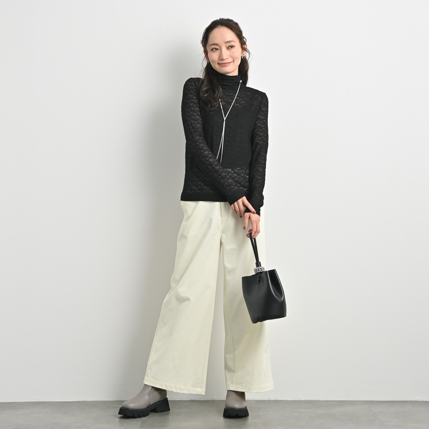元町ゼラール なめらか＆きれいめ ストレッチツイル ストレートパンツ