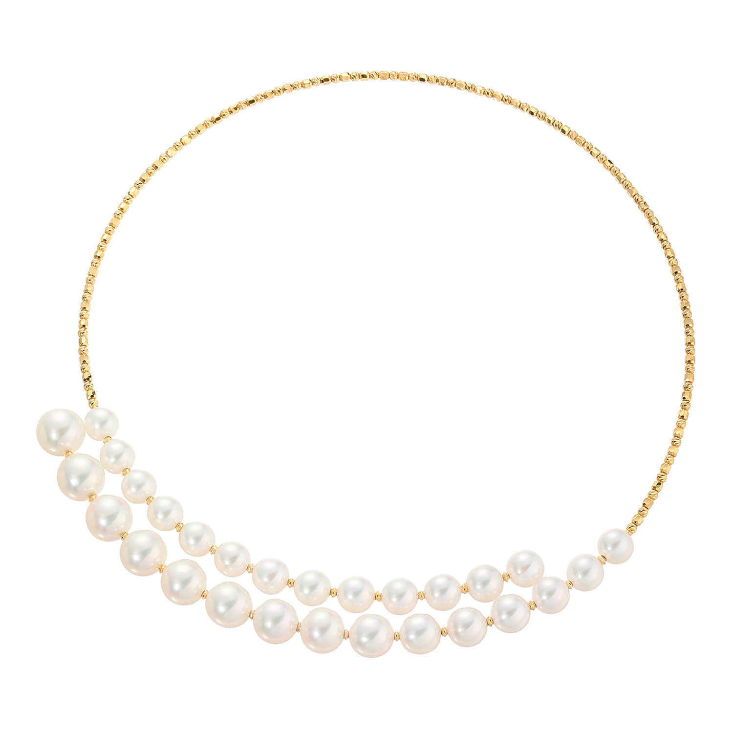 ジュペレ リュクスコレクション １８Ｋ 国産アコヤパール ダブルライン スパークルネックレス