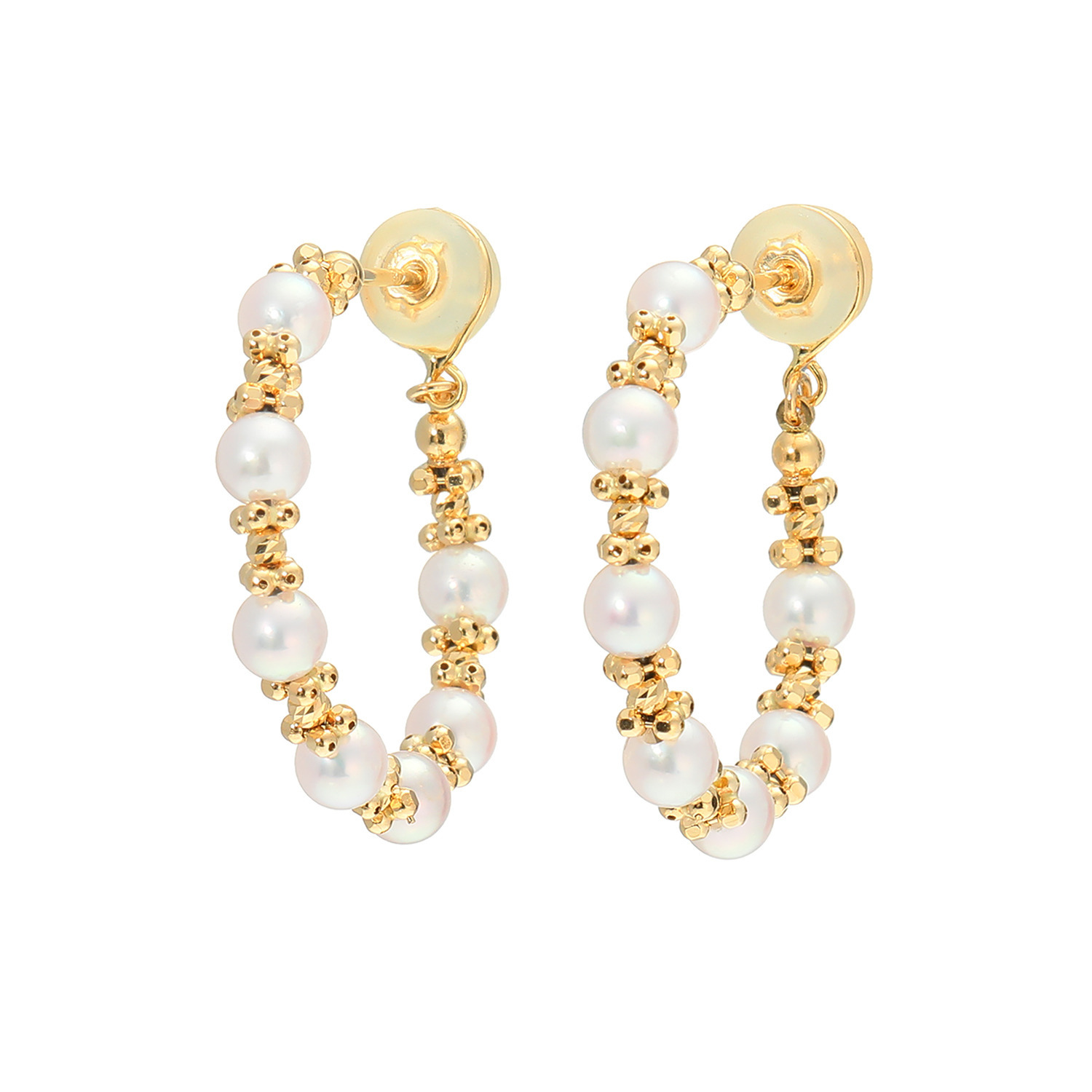 ジュペレ リュクスコレクション １８Ｋ 国産ベビーアコヤパール スパークル フープピアス