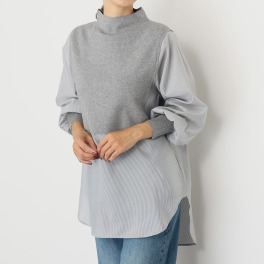 マイジュジュ 一枚で決まる！ ニットジレ レイヤード風 ストライプチュニック