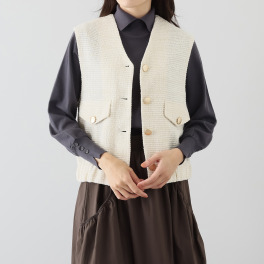 オ・ラバン 大人上品 ツイード調 きれいめラメ ベスト